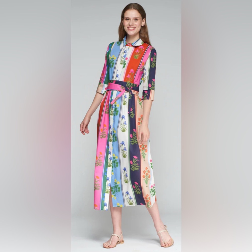 Vilagallo Multicolor Striped Midi Dress